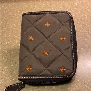Eddie Bauer Quilted Wallet in Brown and Orange Accents